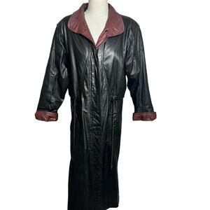 Vintage Pelle two toned leather trench coat women's size small